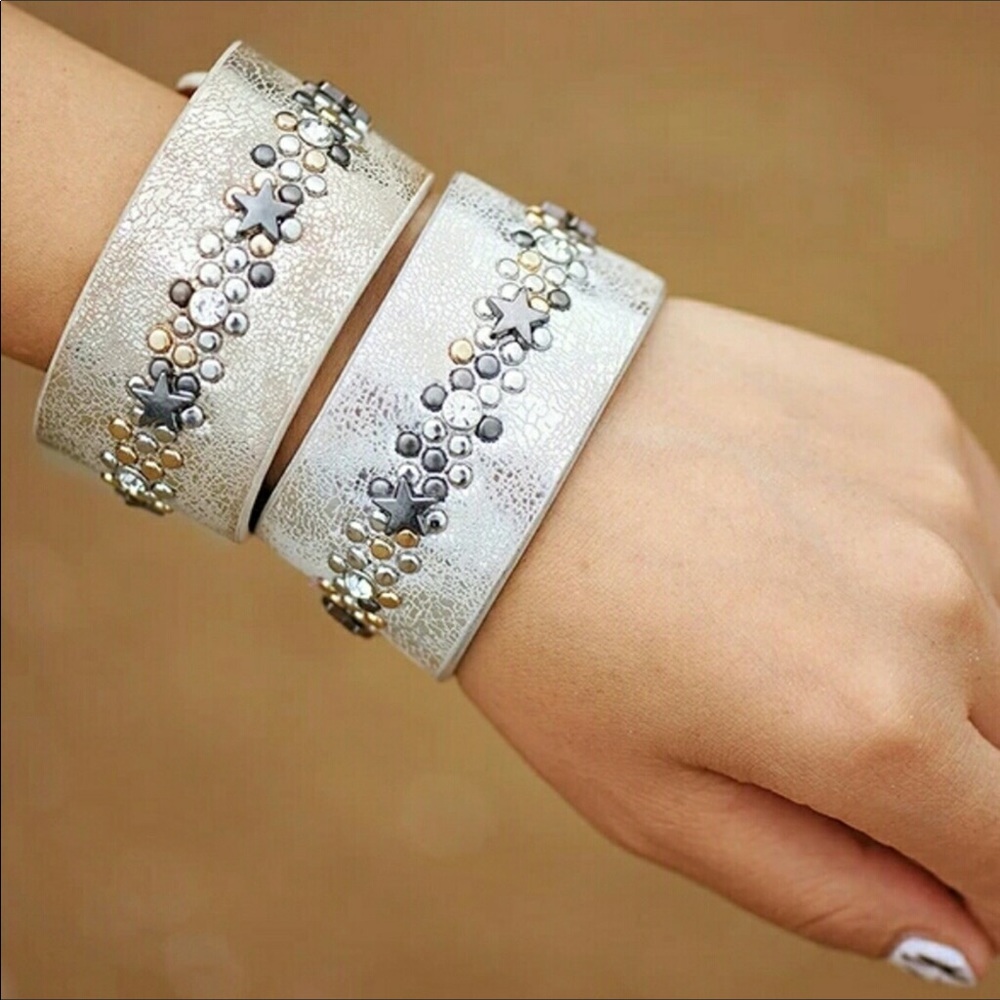 Leather Star Rivet Cuff